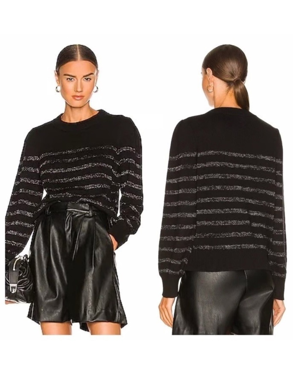 Rails Allegra Metallic Stripe Sweater Cotton Cashmere Blend Size Small